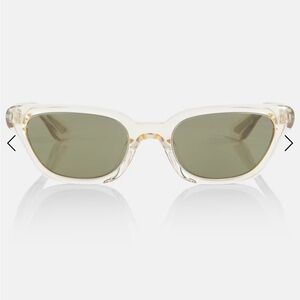 Oliver Peoples Clear Frame Sunglasses with Olive Green Lenses